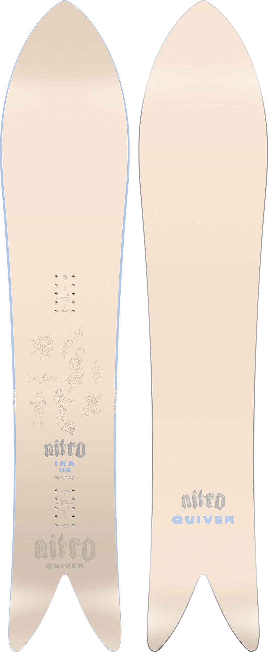 Nitro Ika Quiver Series women's snowboard 2027 with colorful topsheet and durable base, designed for versatile snowboarding.