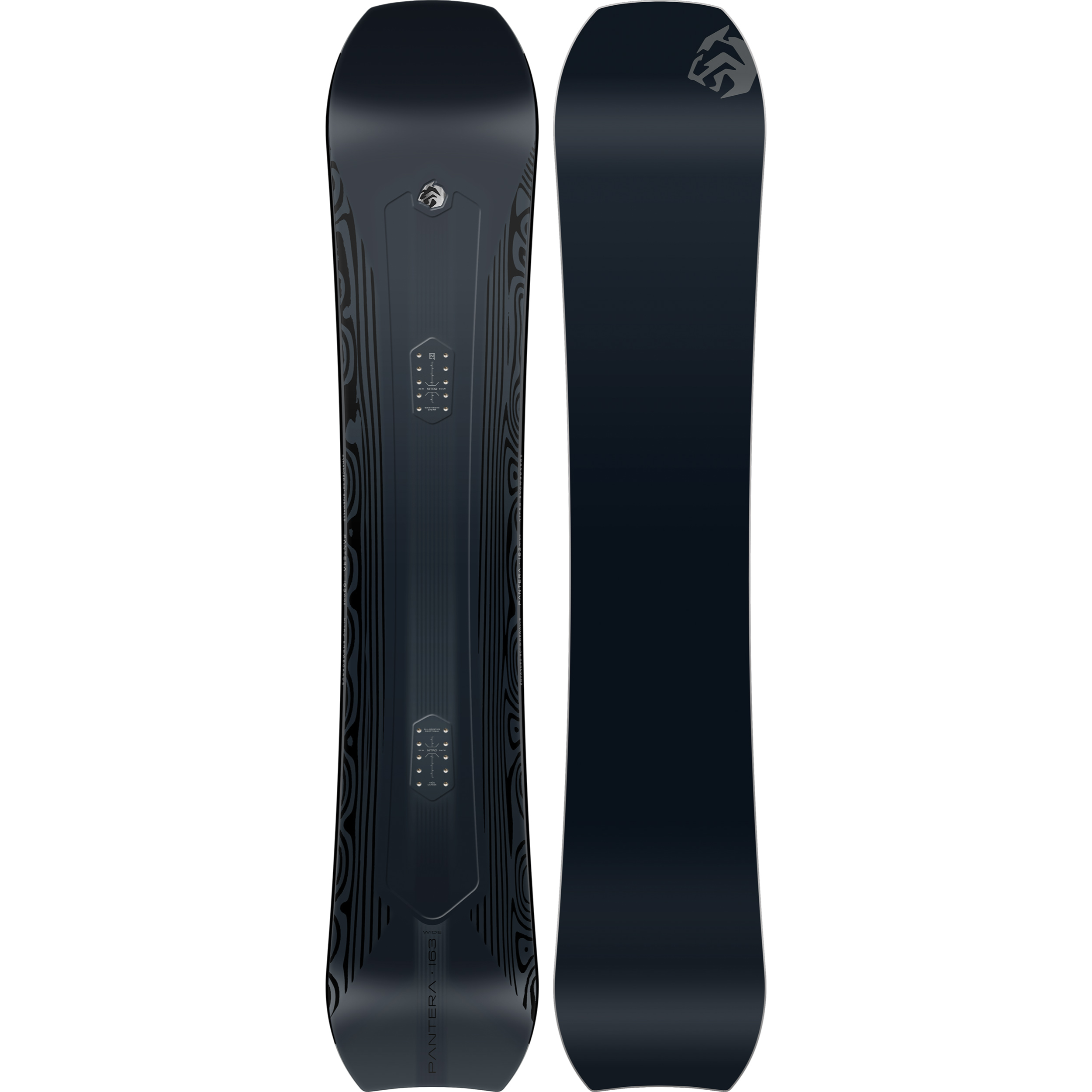 Nitro Pantera Snowboard 2027 with colorful topsheet and textured base, designed for snowboarding performance and style.