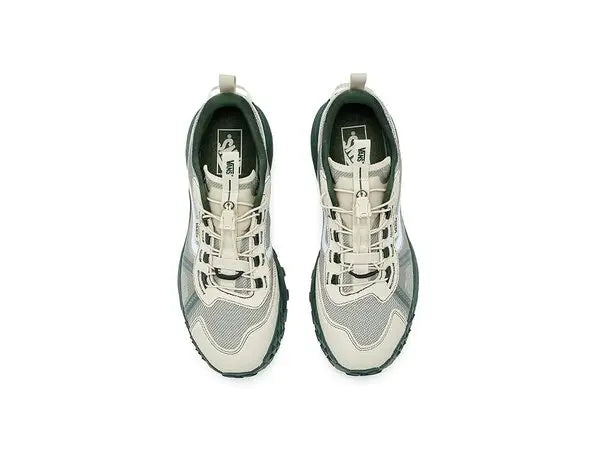 Top view of a pair of Vans Crosspath XC shoes in Oatmeal showing the speedlace systems, mesh toe boxes and heel pull tabs.