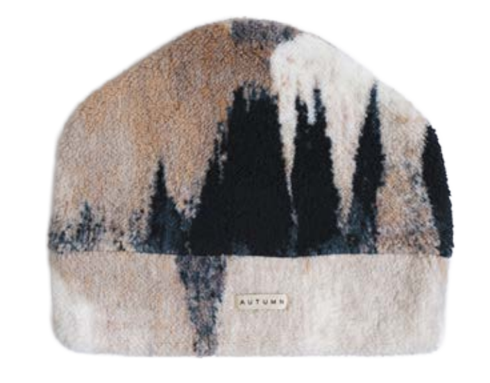 Autumn Mtn Goat Beanie for men and women, featuring mountain goat graphic in navy and gray colors.