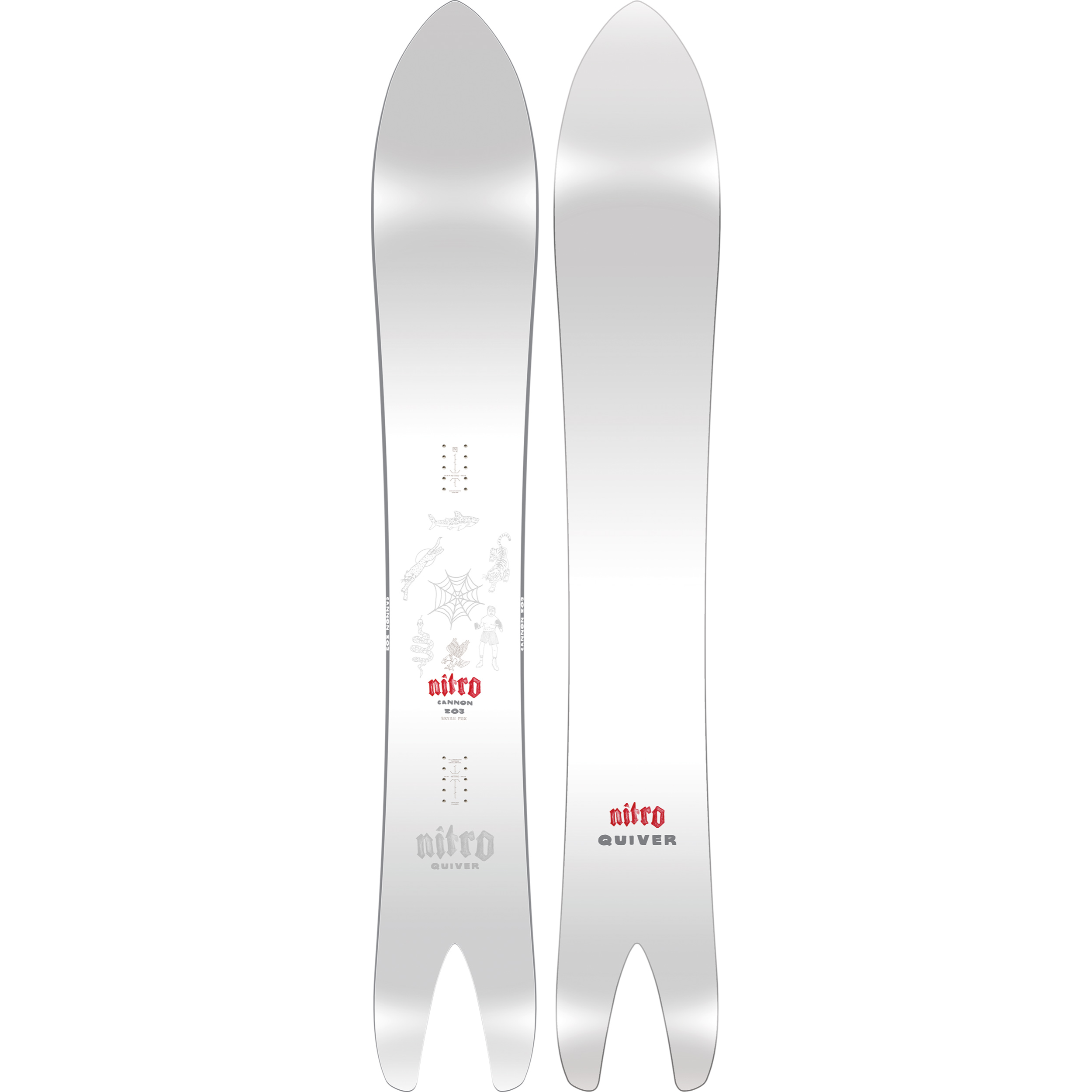 Nitro Cannon Quiver Series snowboard 2027 with a sleek design, ideal for all-mountain snowboarding in various conditions.