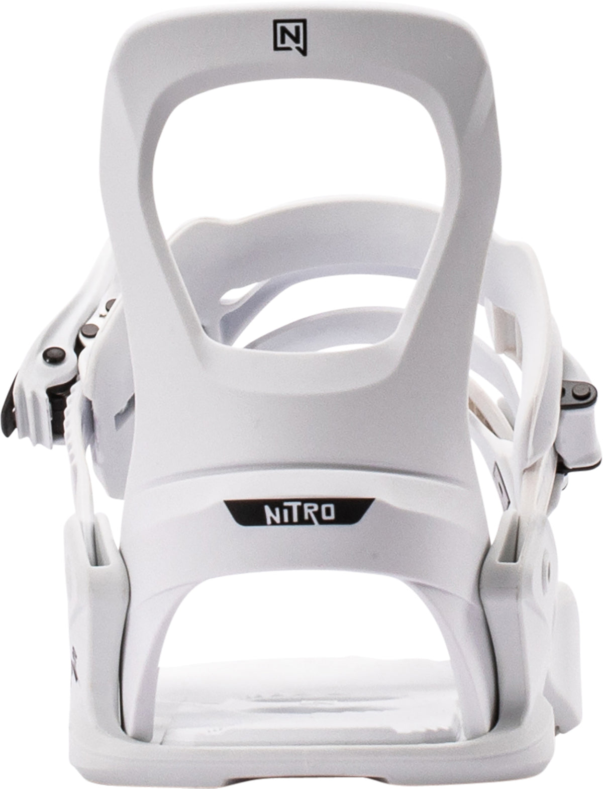 Nitro Charger Micro kids' snowboard bindings in white with highback, designed for snowboarding in 2027.