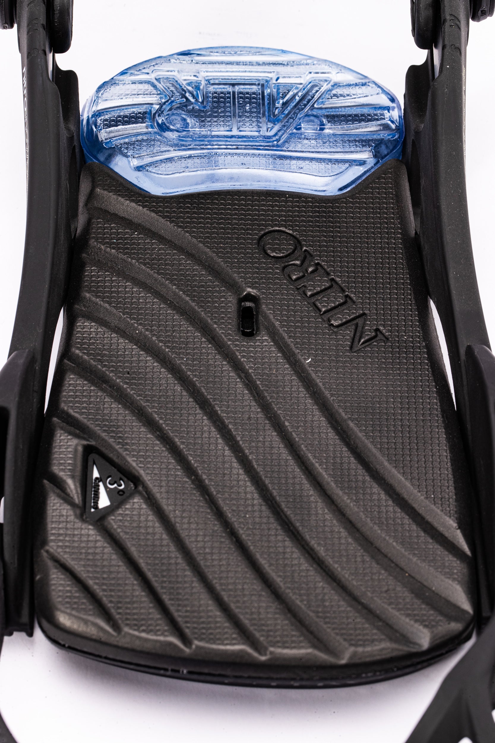 Black Nitro Fate snowboard bindings 2027 with base tray and straps, designed for secure, comfortable snowboarding performance.