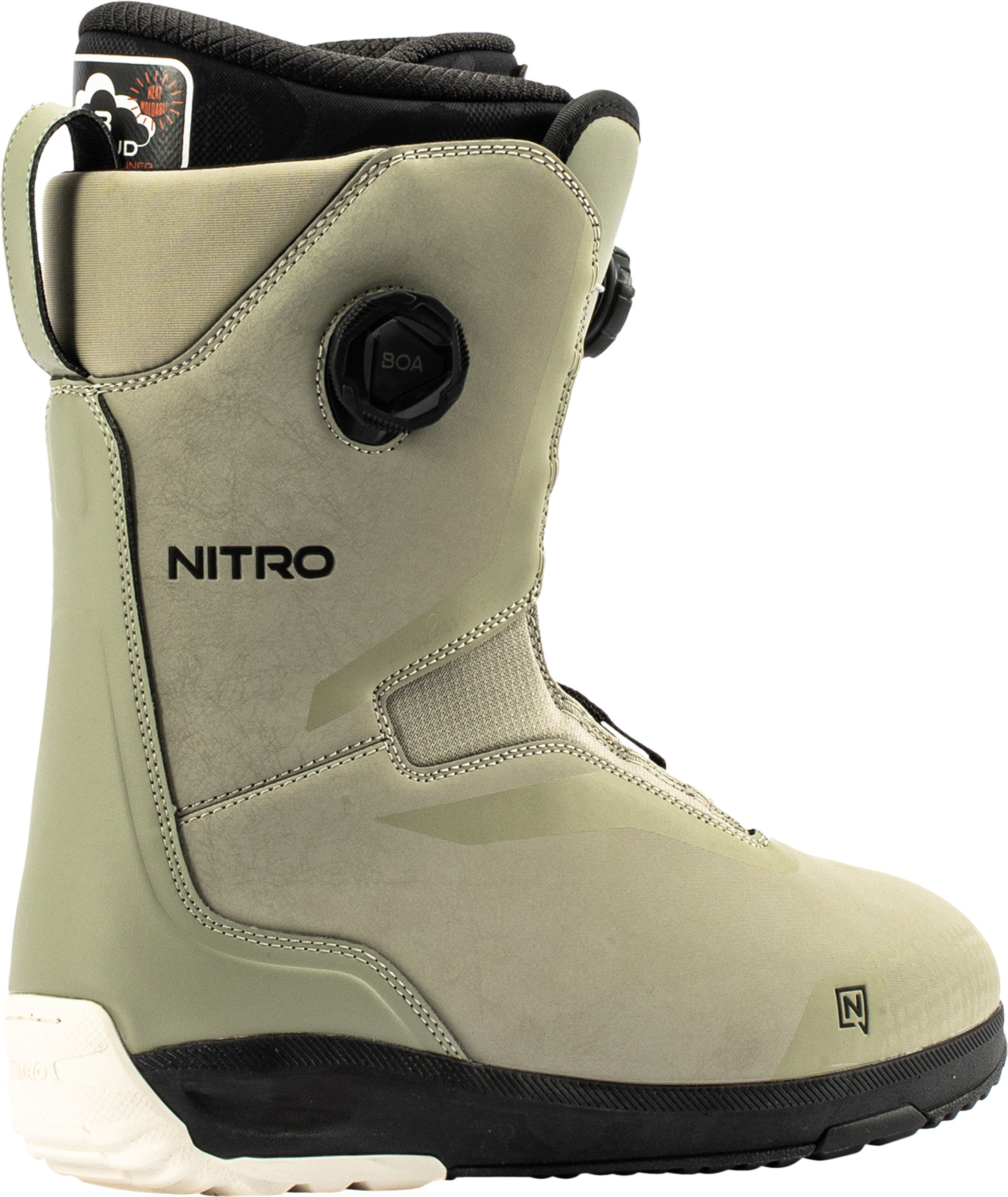 Nitro Sentinel Boa Snowboard Boots 2027 in sand color, side view showing durable design and secure lacing system.