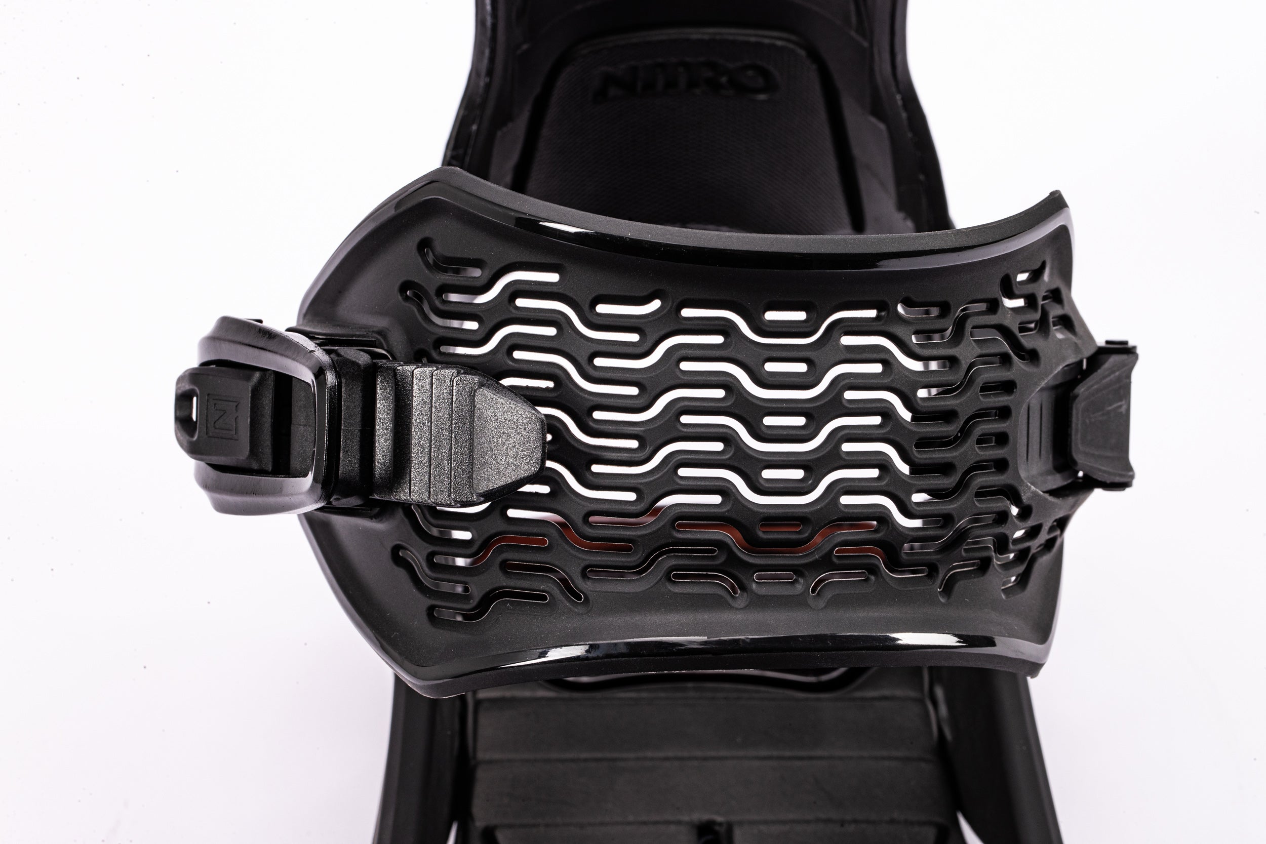 Black Nitro Team snowboard bindings for 2027 with ankle straps, designed for secure snowboarding performance.