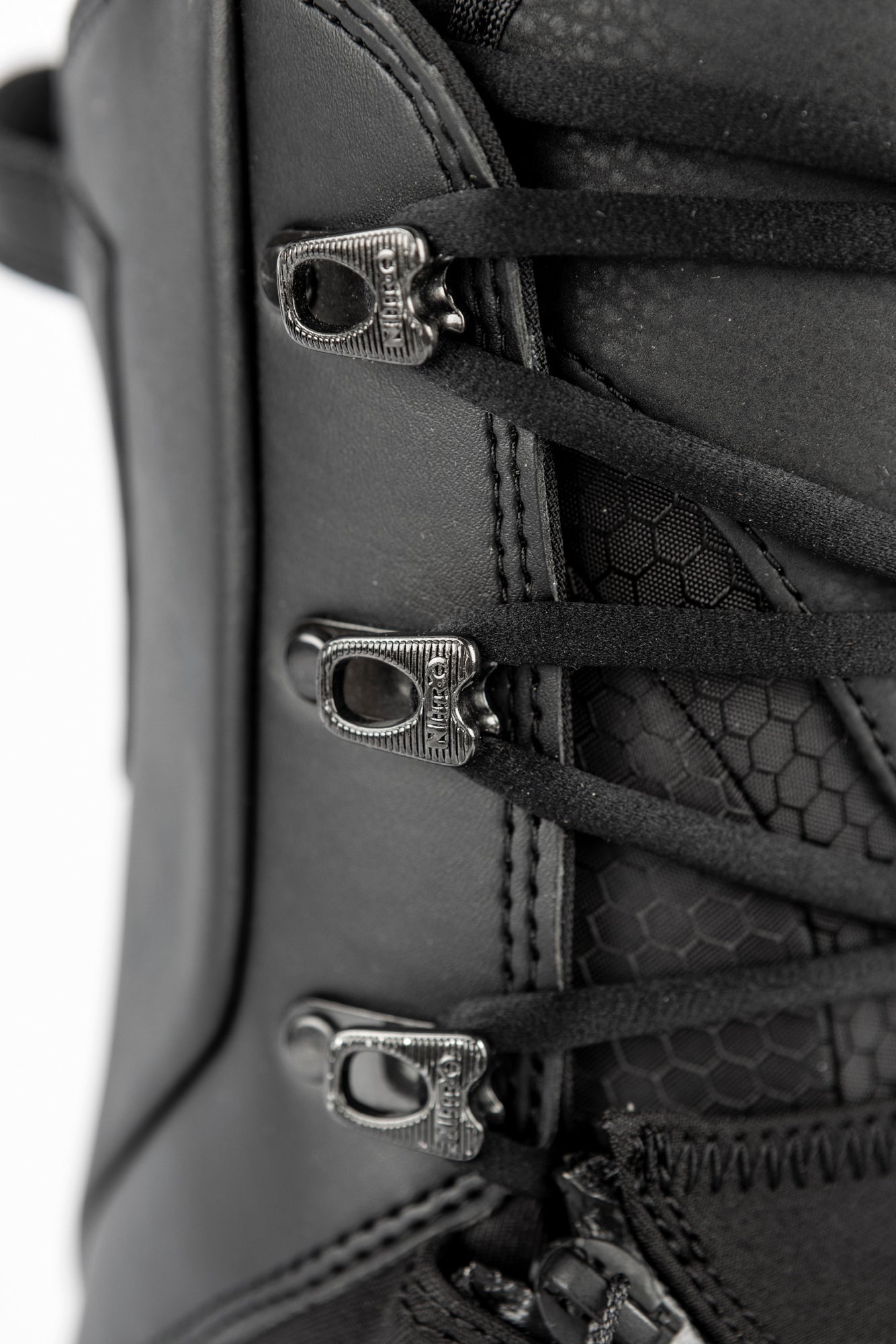 Black Nitro Venture Pro Lace Snowboard Boots with detailed lacing system, designed for snowboarding in 2027.