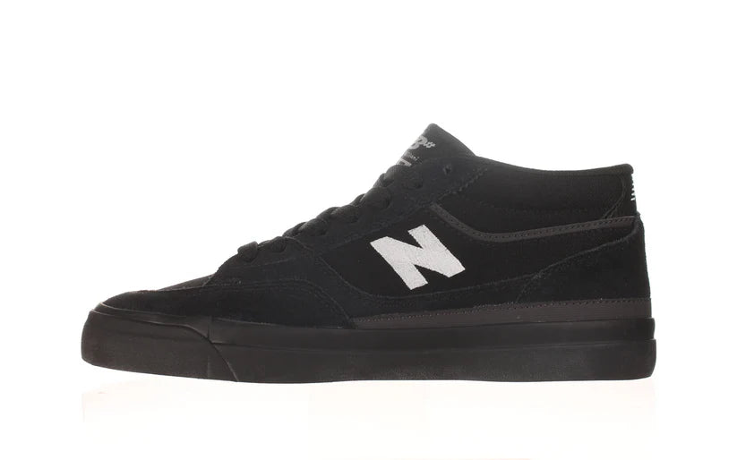 New Balance Numeric Franky Villani 417 skate shoes in black with white accents, showing the side view and textured sole.