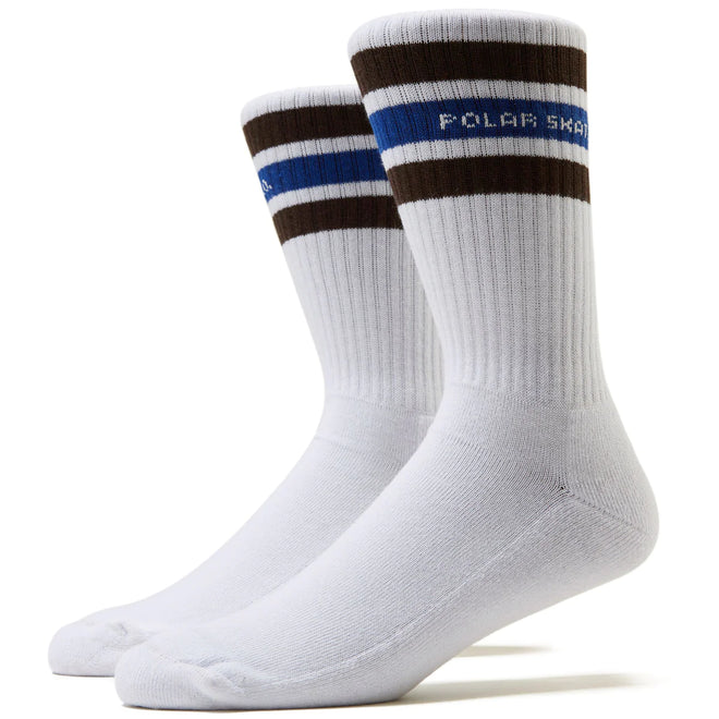 Polar Fat Stripes Sock in White Brown and Blue - M I L O S P O R T