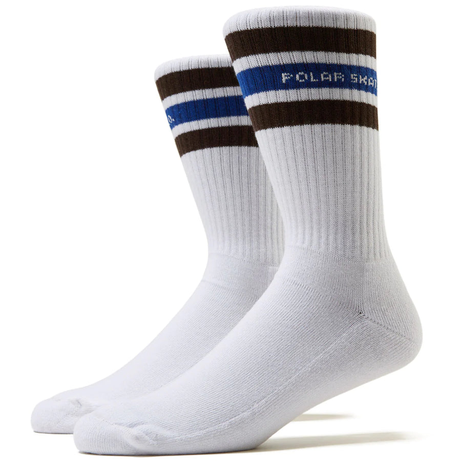 Polar Fat Stripes Sock in White Brown and Blue