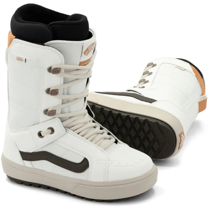 Vans Hi Standard OG women's snowboard boot in oatmeal, featuring a sturdy design and padded interior for winter snowboarding.