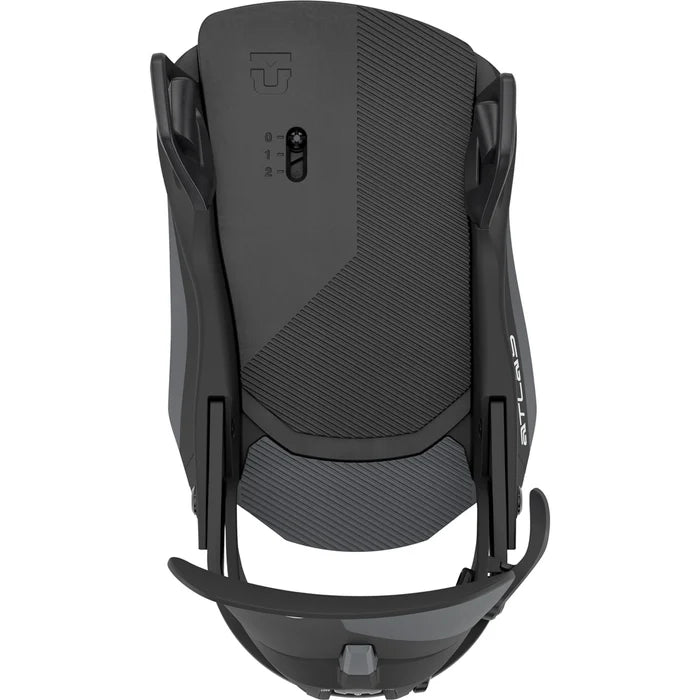 Union Atlas Step On snowboard bindings for snowboarding, featuring durable construction and a secure fit.