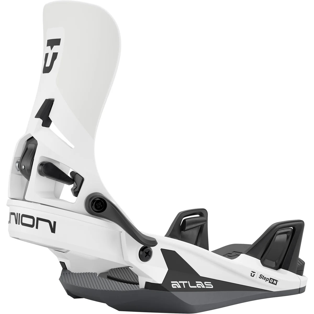 Union Atlas Step On snowboard bindings for snowboarding, featuring durable construction and secure fastening system.