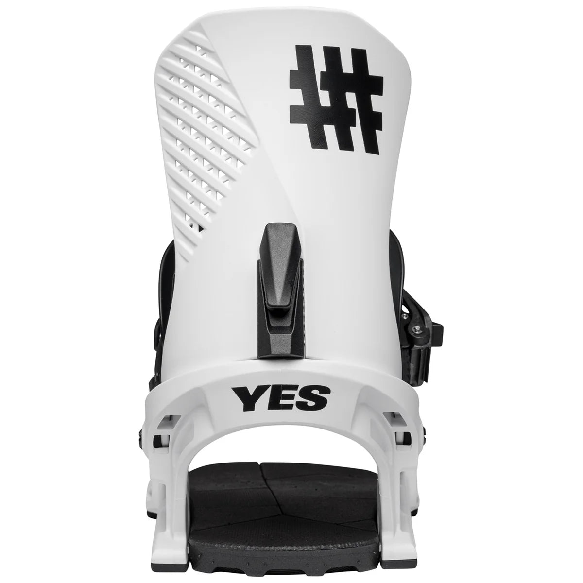 Yes Drive Snowboard Bindings 2026, black and red snowboard binding with adjustable straps and high-back support for snowboarding.