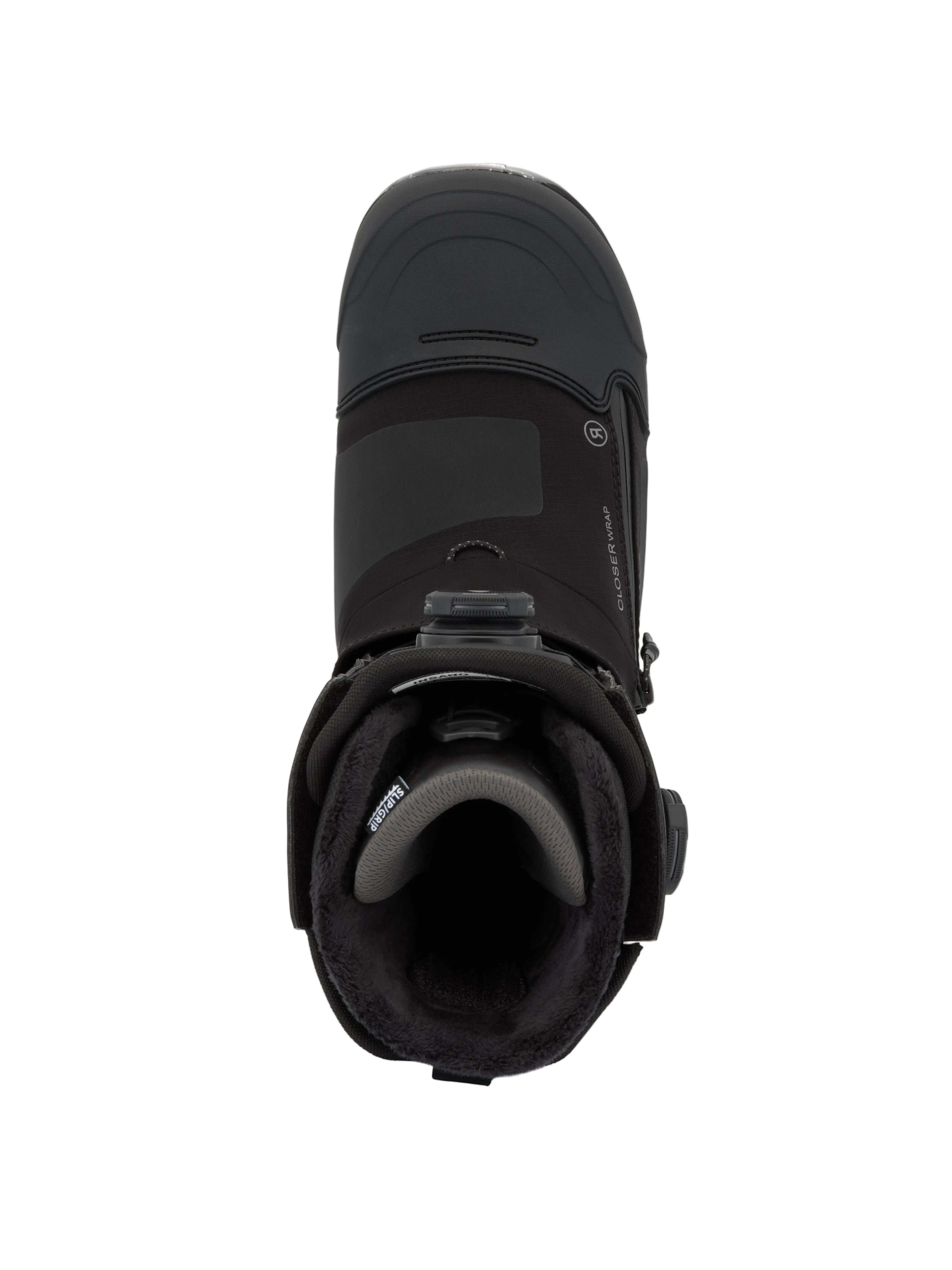 Ride Insano Snowboard Boots 2027 with black and red design, featuring padded ankle support and durable lacing system.