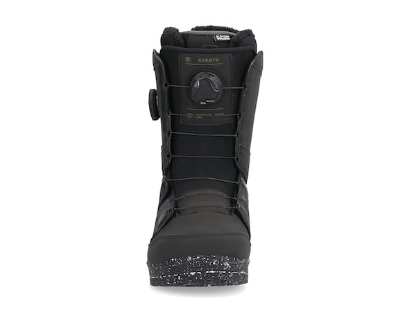 Black Ride Karmyn Zonal snowboard boot for women, 2025 model, designed for snowboarding with supportive features and a stylish fit.