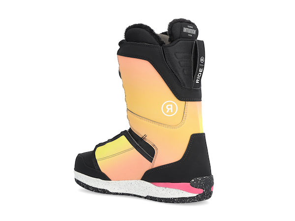 Women's Ride Karmyn Zonal Snowboard Boot in black, designed for snowboarding with comfortable, supportive features for winter sports.