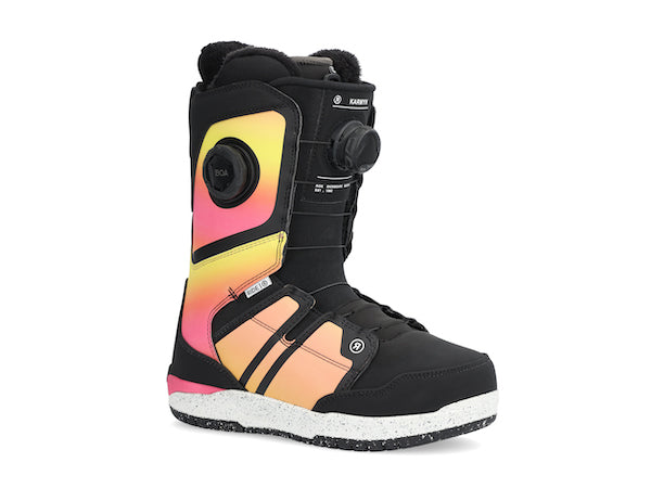 Women's Ride Karmyn Zonal Snowboard Boot in black for 2025, featuring a snug fit and durable snowboarding design.