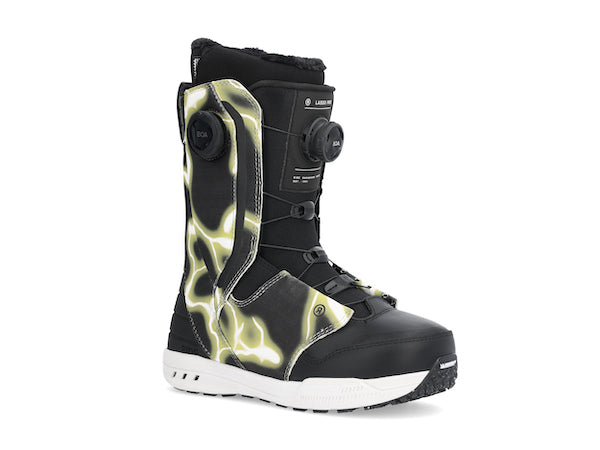 Black Ride Lasso Snowboard Boot 2025 with durable lacing system and padded interior, designed for snowboarding comfort and performance.