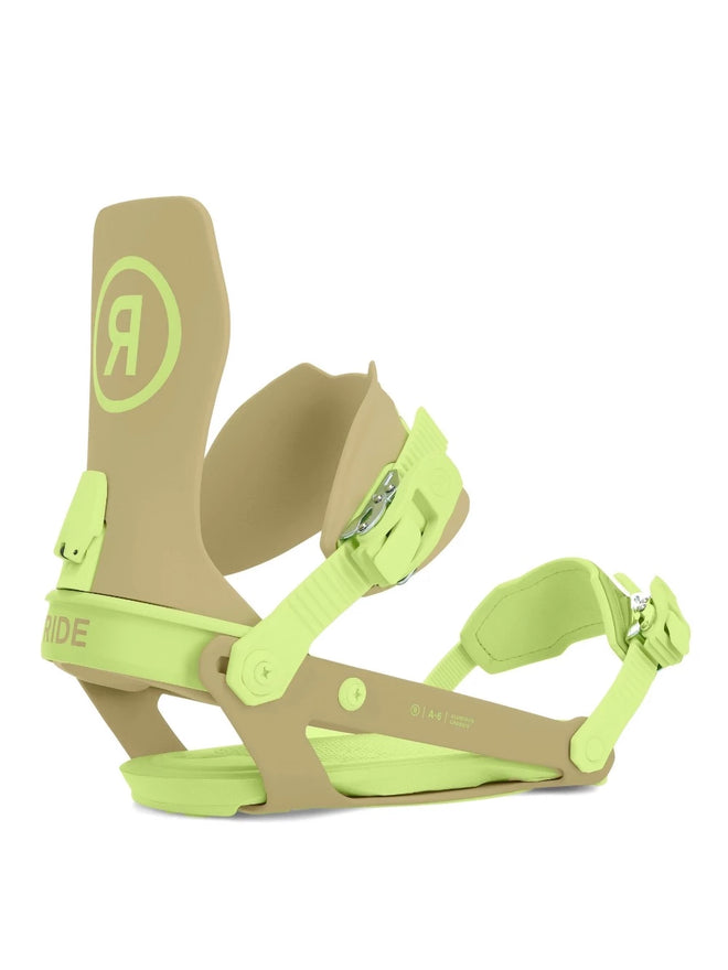 Ride A-6 Snowboard Binding in Olive and Lime 2024 - M I L O S P O R T