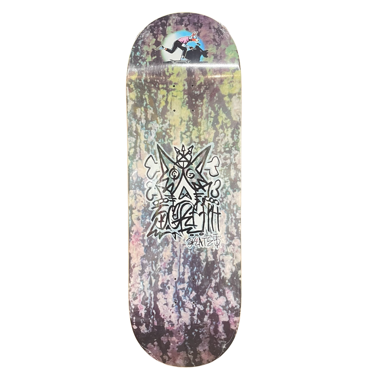 Scram 10.25-inch popsicle skateboard with black grip tape and classic deck design, ideal for street skating and tricks.