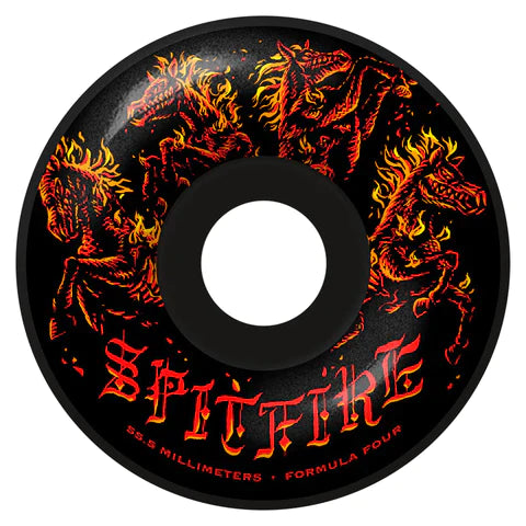 Spitfire Formula Four Apocalypse Black Radials Skate Wheel in 99a 55.5mm - M I L O S P O R T