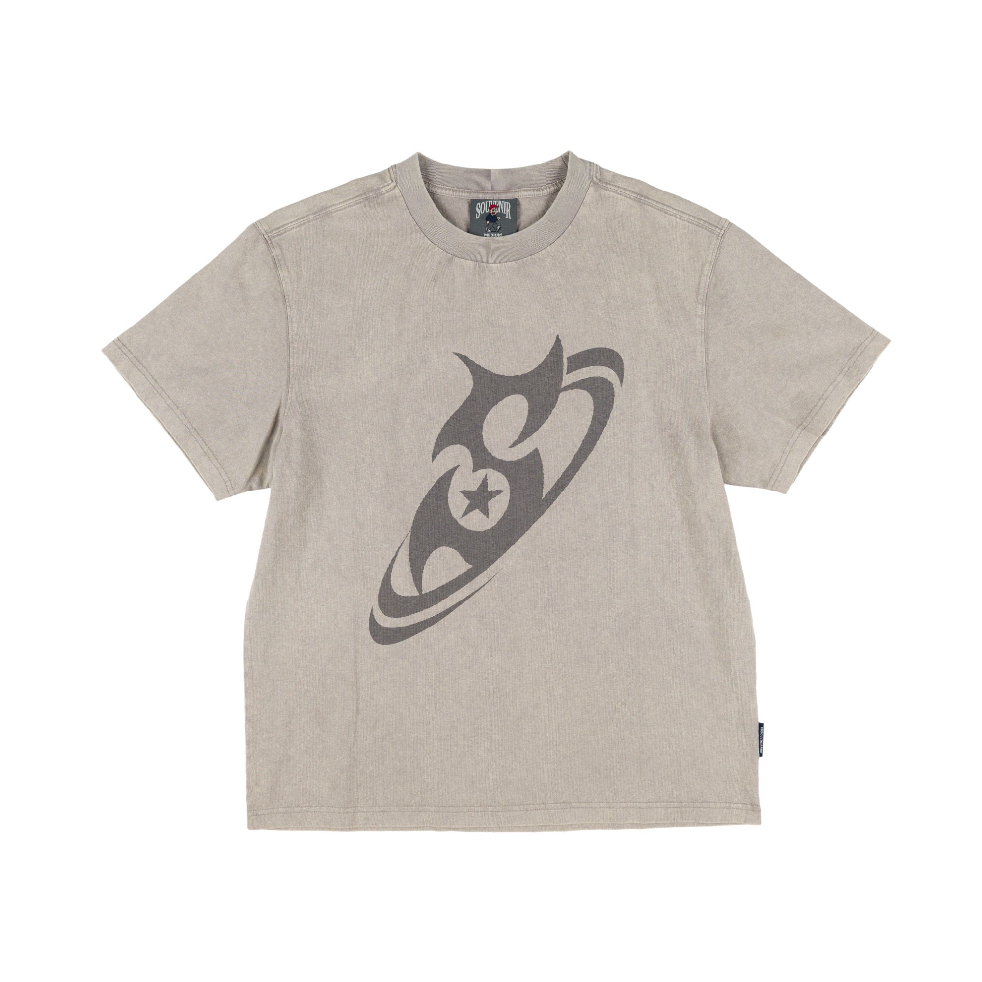Souvenir Dirty S Tee in Dirty Light Grey, unisex T-shirt featuring the Souvenir logo design.