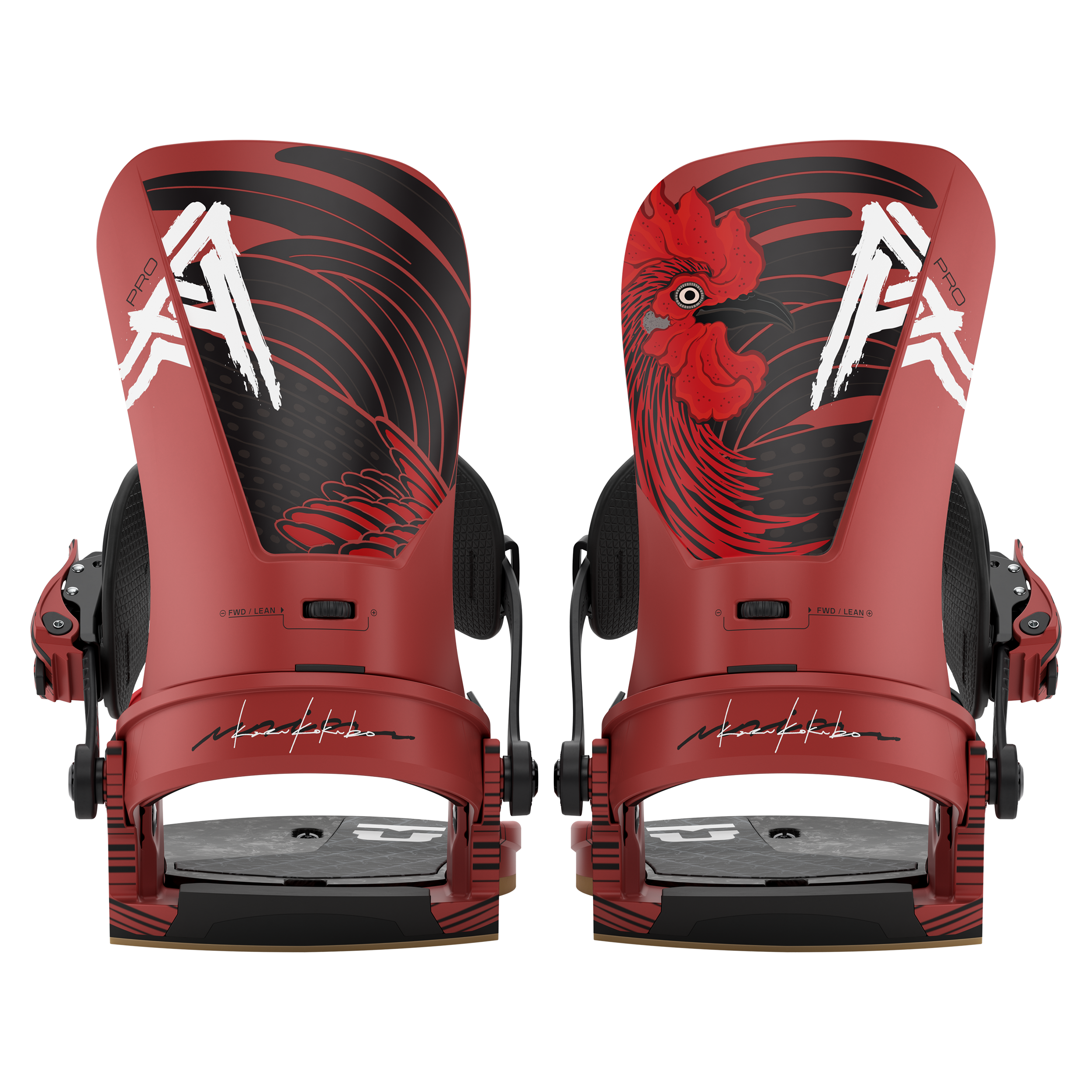 Union Atlas Pro snowboard binding for 2027, shown from the rear, featuring durable construction and adjustable straps for snowboarding.