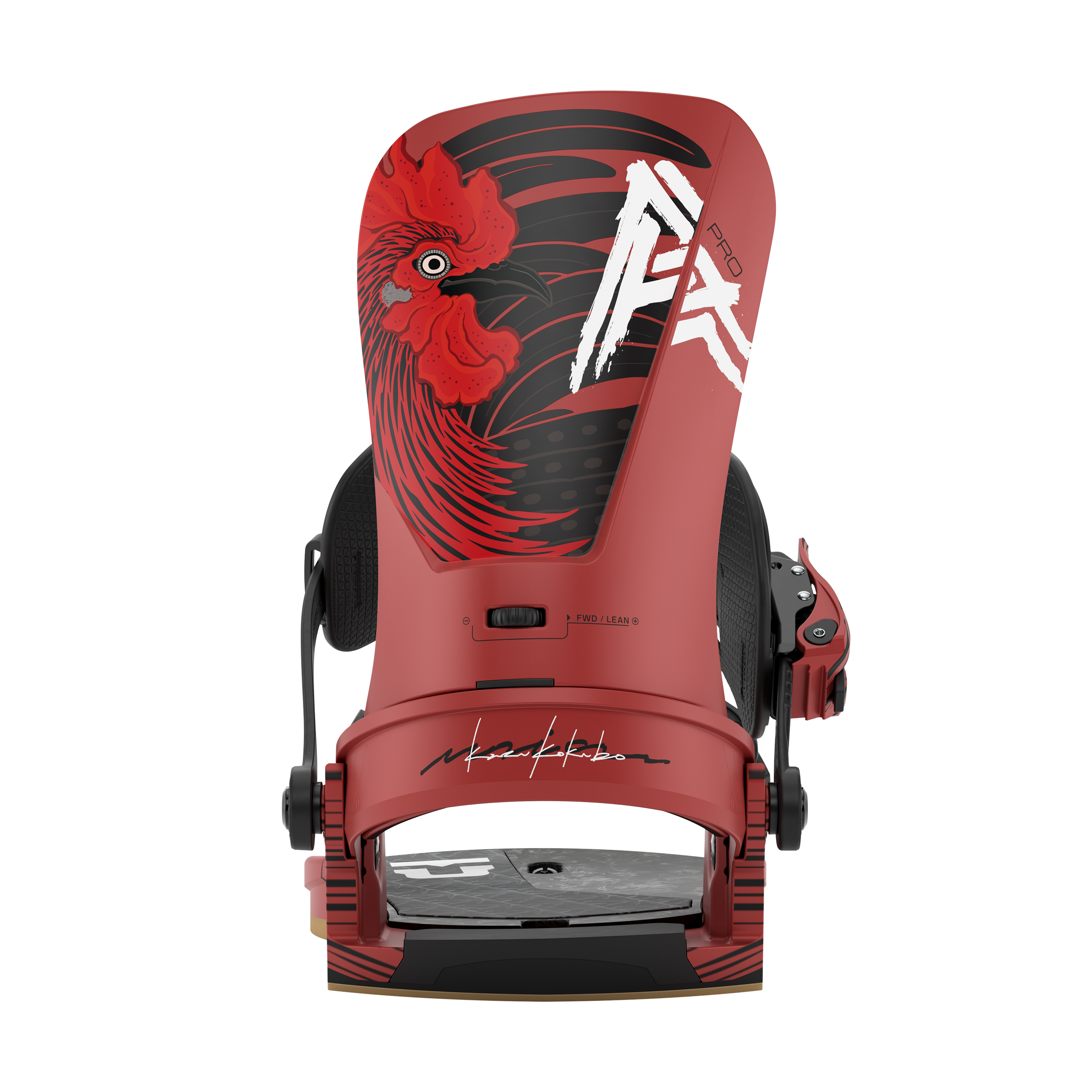 Union Atlas Pro snowboard binding for snowboarding, featuring adjustable straps and durable construction, shown from the rear.