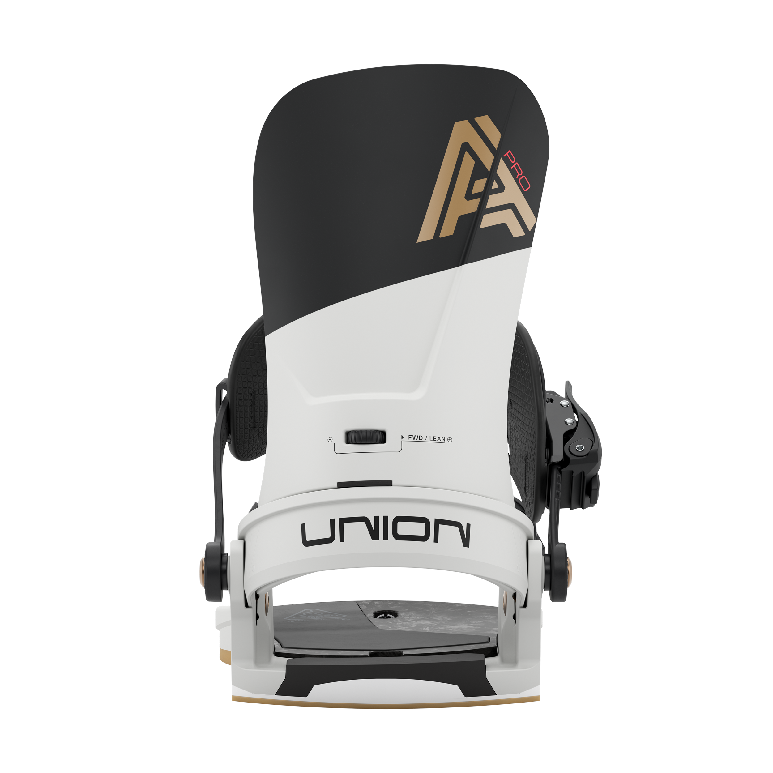 Union Atlas Pro snowboard binding for snowboarding, rear view showing adjustable straps and durable construction.