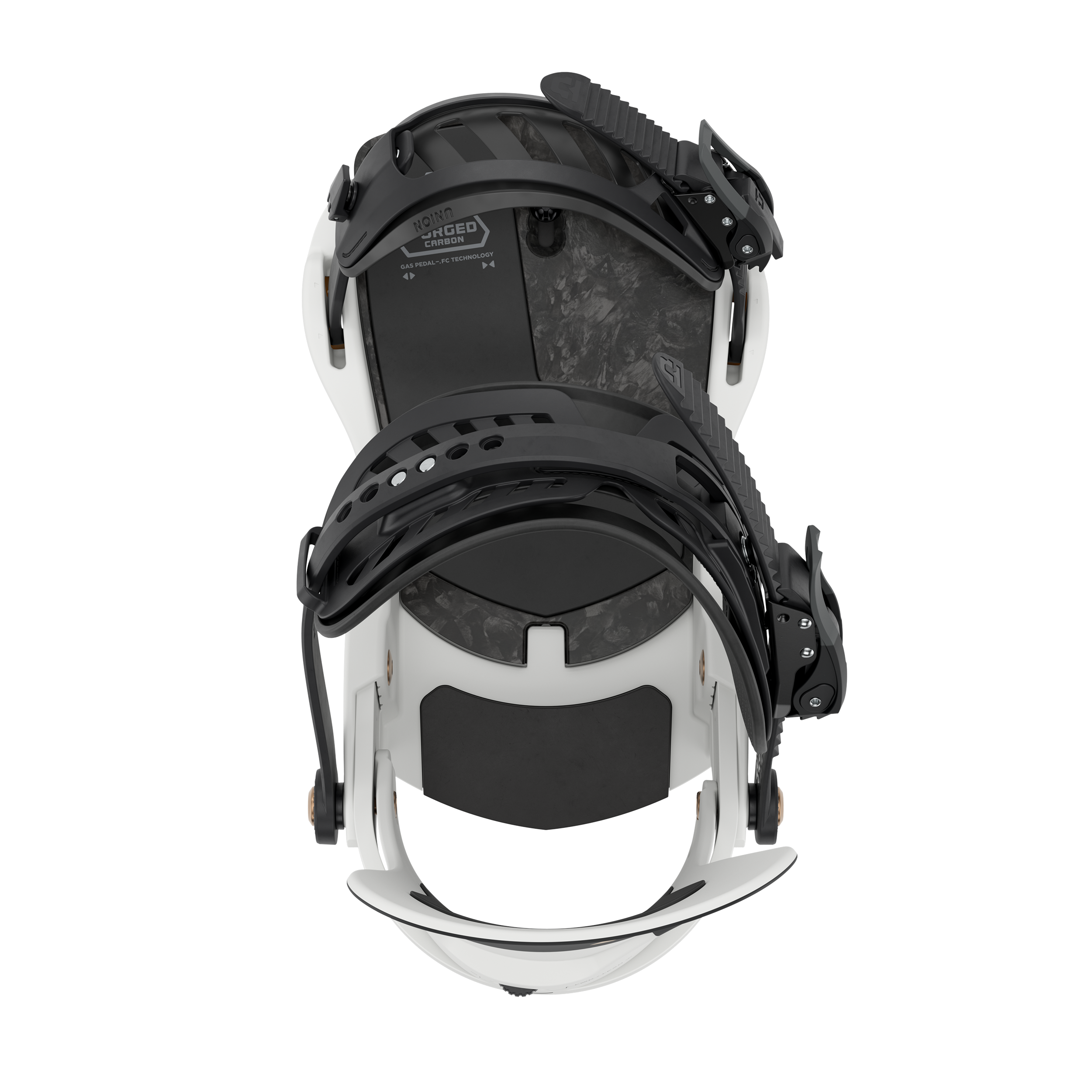 Union Atlas Pro snowboard binding for 2027 with a snow-themed top design, showcasing durable construction and adjustable straps.