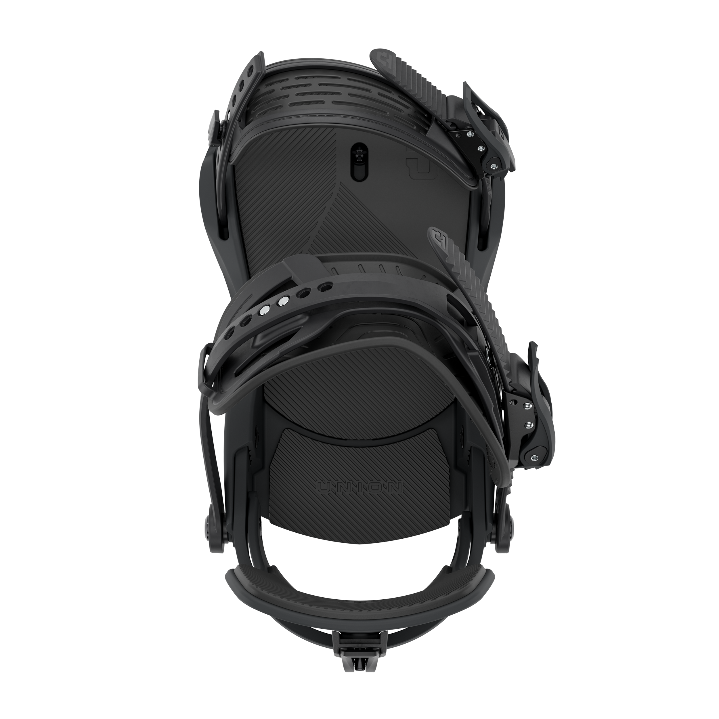 Union Force Team snowboard binding in black, featuring sturdy construction and adjustable straps for all-mountain snowboarding.