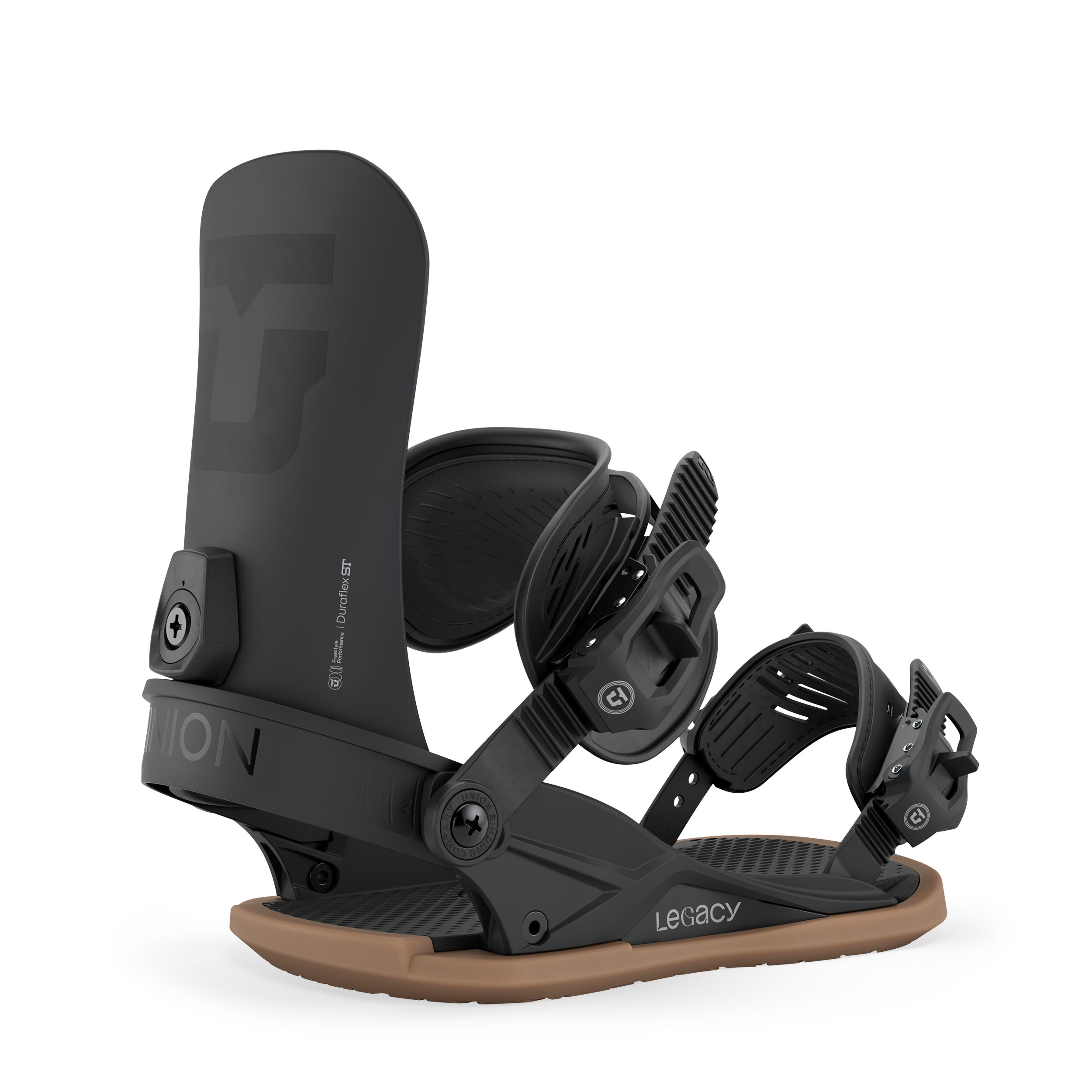Union Legacy Women's snowboard binding in black, designed for snowboarding performance and comfort.