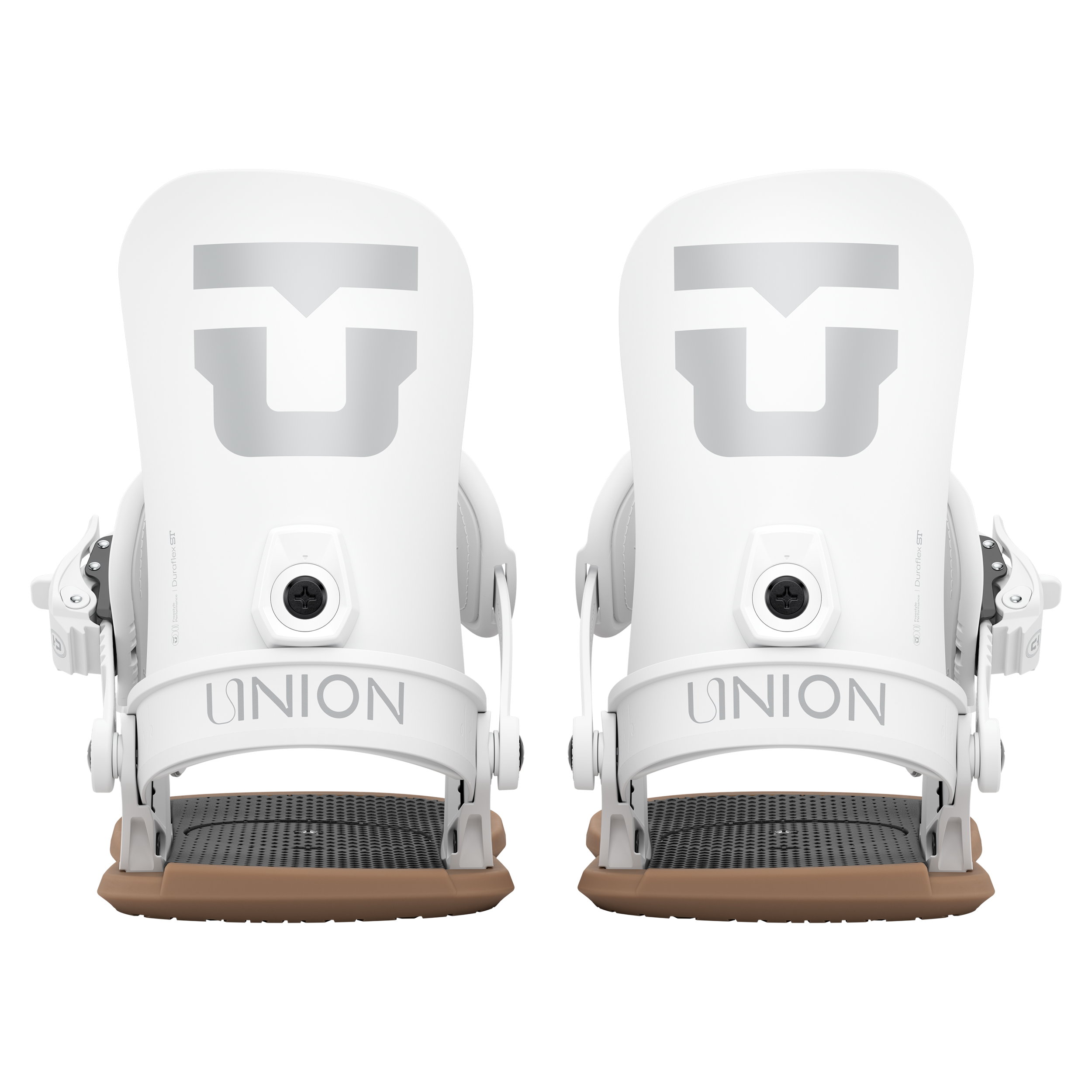 Union Legacy Women's Snowboard Binding 2027 in white, rear view showing high-back and strap details for snowboarding.
