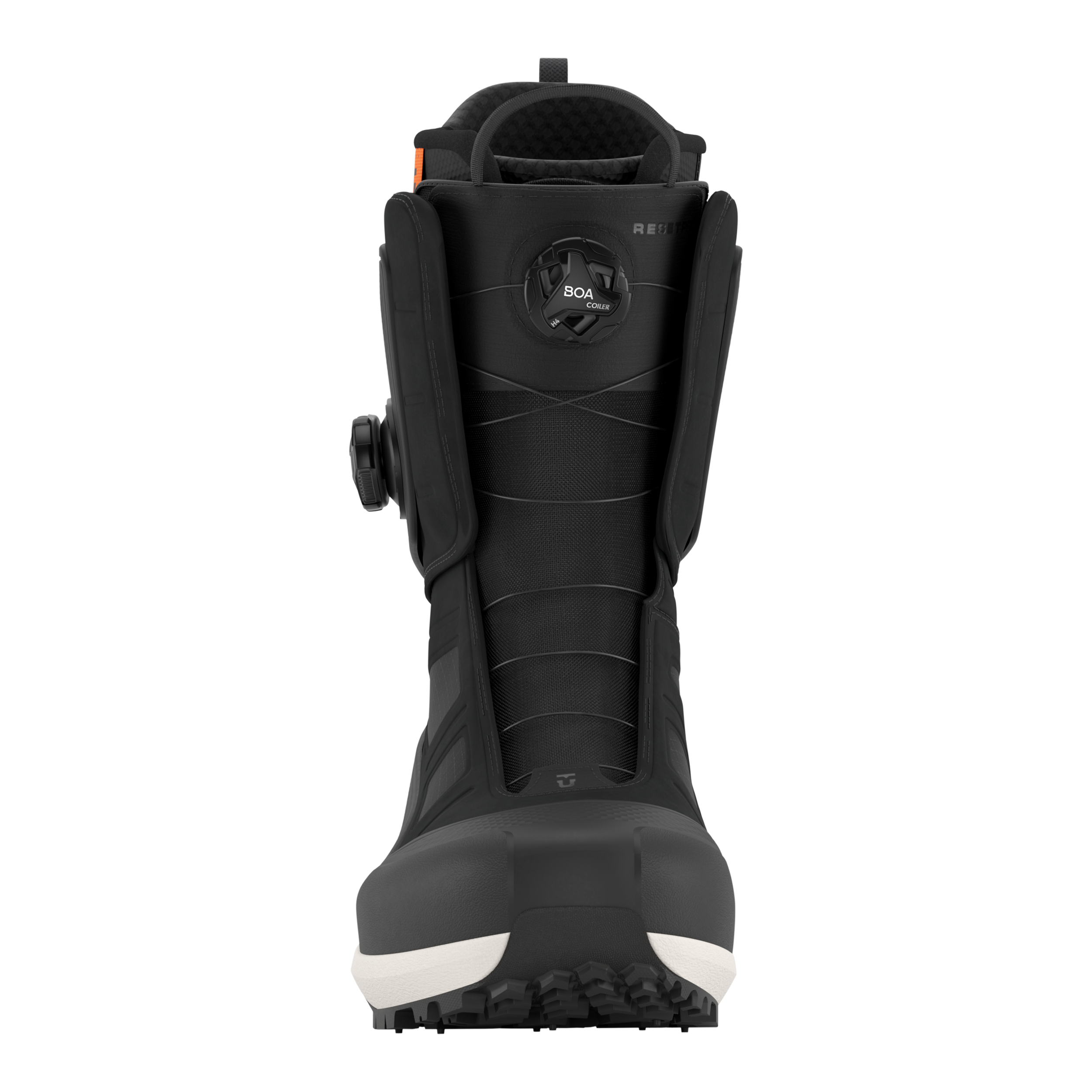 Union Reset Pro Snowboard Boot in black, front view showing lacing system and sturdy design, ideal for snowboarding enthusiasts.