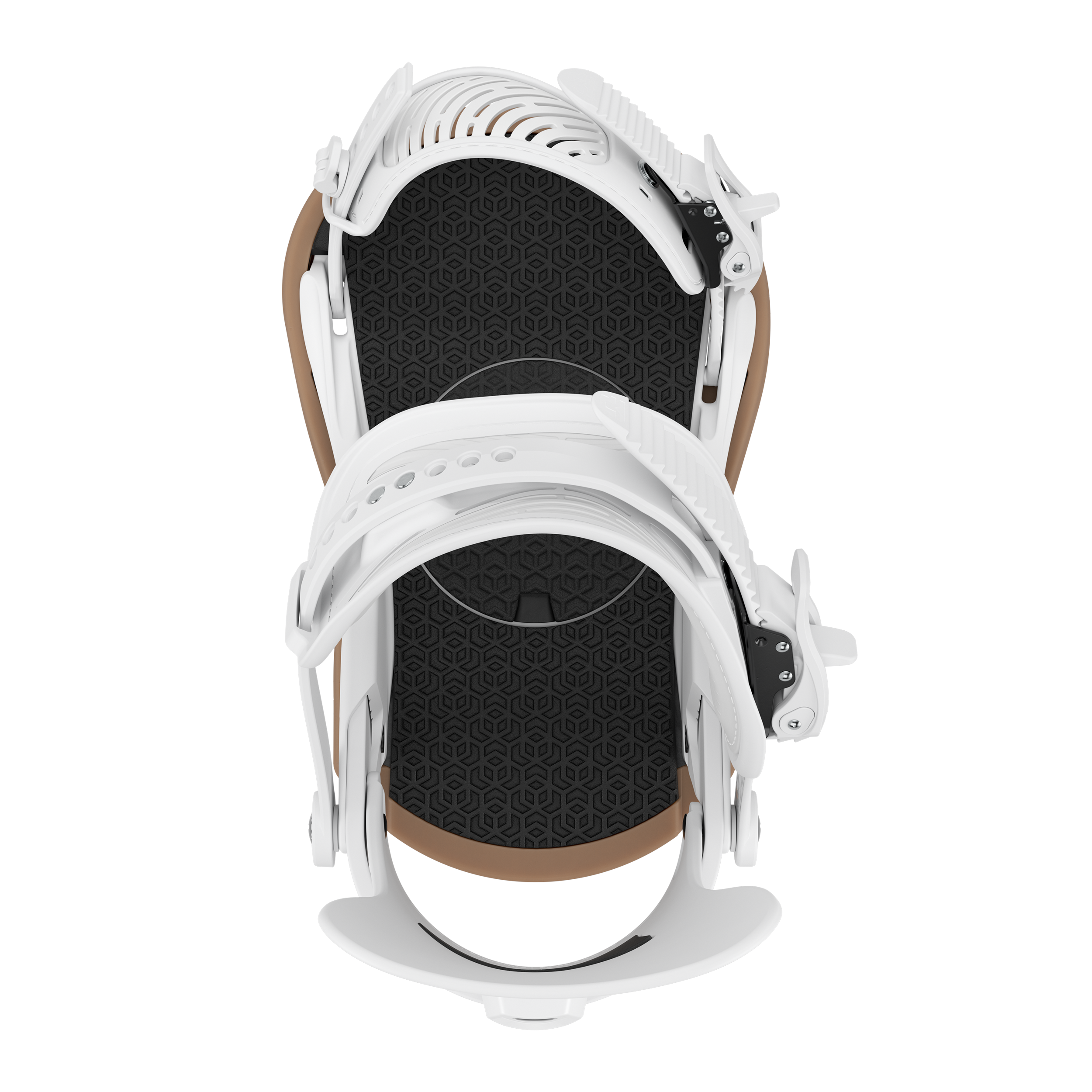 Union Strata snowboard binding in white, featuring high-back support and adjustable straps for all-mountain snowboarding.