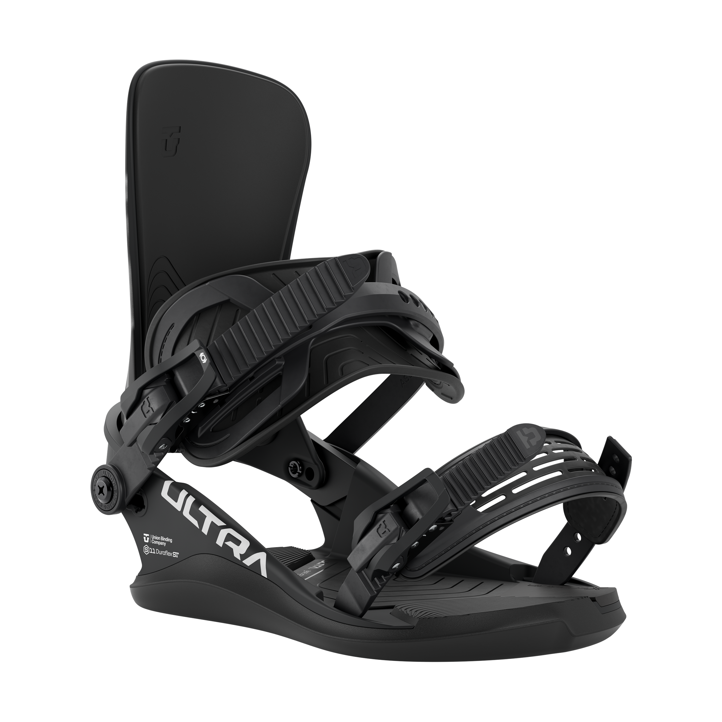 Union Ultra Men's snowboard binding in black, featuring a sturdy design and adjustable straps for snowboarding performance.