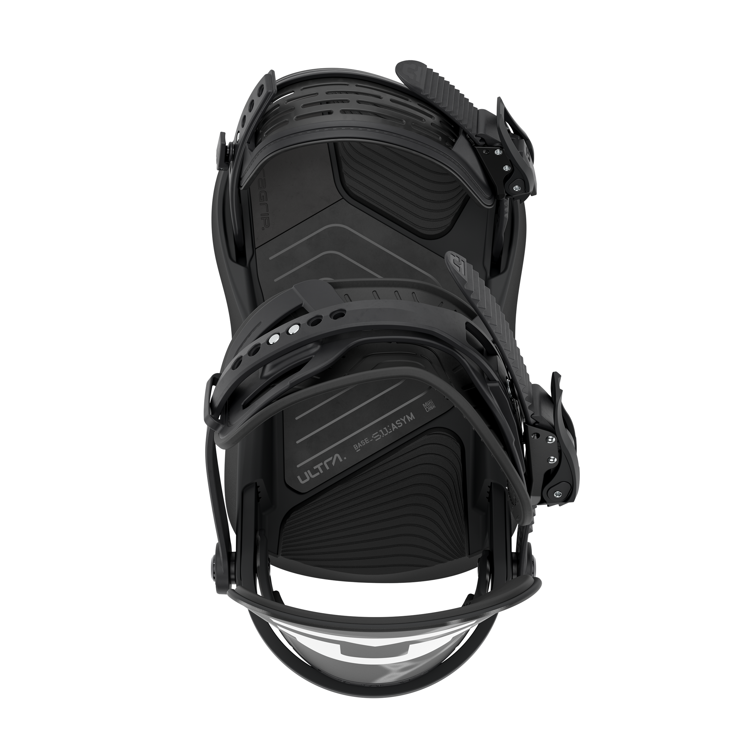 Union Ultra Men's snowboard binding in black with padded straps and high-back support, designed for all-mountain snowboarding.
