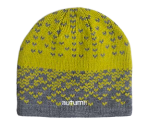 Autumn Warp Beanie 2027 in cement color, stylish unisex knit hat with a ribbed design, ideal for both men and women.