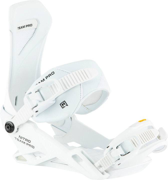 2022 Nitro Team Pro Snowboard Binding in White Shadow view one