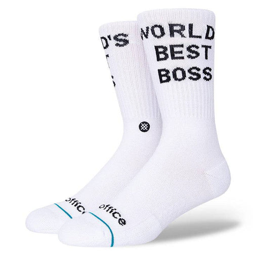 Stance Worlds Best Boss Sock in White - M I L O S P O R T