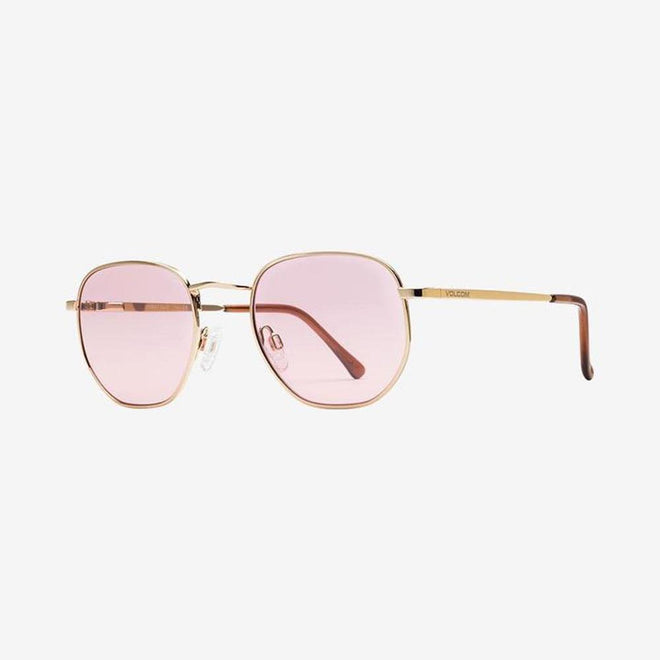 Volcom Happening Sunglass in Gloss Gold with a Pink lens - M I L O S P O R T