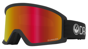 2022 Dragon DX3 Snow Goggle in the Black Colorway with a Lumalens Red Ion Lens