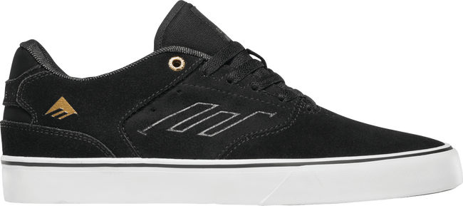 Emerica The Low Vulc Skate Shoe in Black and Gold and White