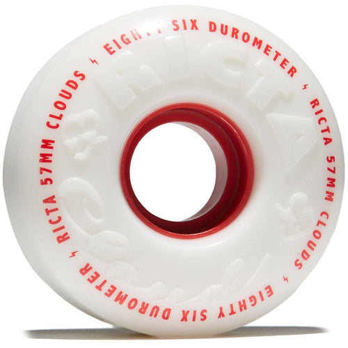Ricta Clouds Skate Wheels in 86a 55mm in White and Red - M I L O S P O R T