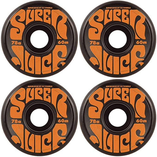 OJ Wheels 55mm Mini Super Juice Skate Wheels in Black and Orange 78a