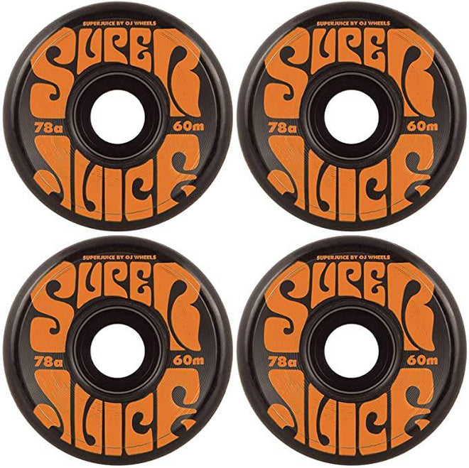 OJ Wheels 55mm Mini Super Juice Skate Wheels in Black and Orange 78a - M I L O S P O R T
