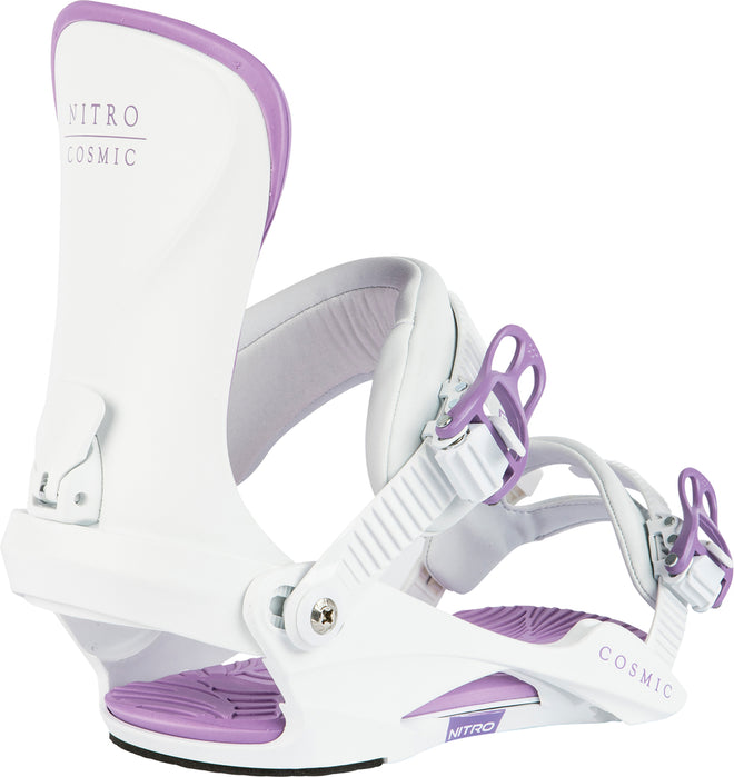 Nitro Cosmic Womens Snowboard Bindings in White And Lavender 2024 - M I L O S P O R T