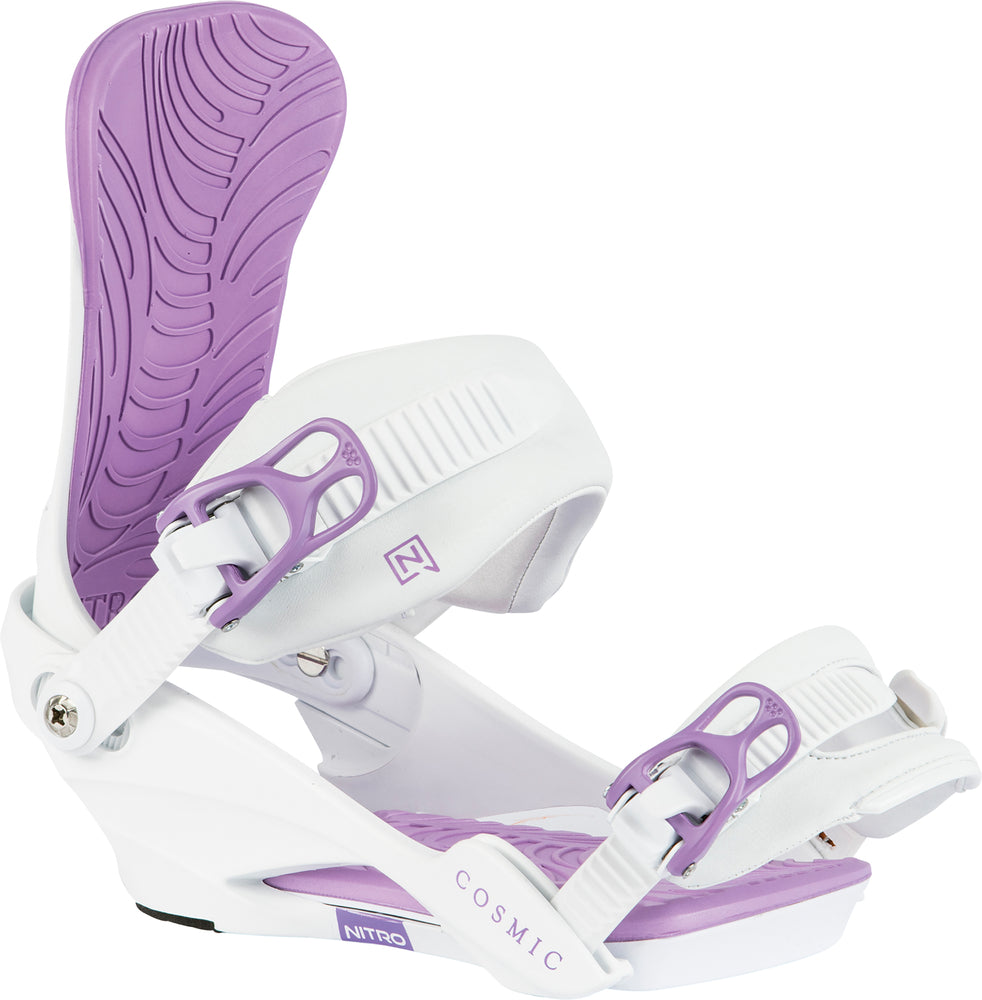 Nitro Cosmic Womens Snowboard Bindings in White And Lavender 2024 - M I L O S P O R T