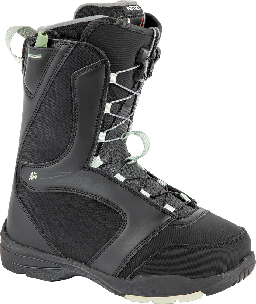 Nitro Flora TLS Womens Snowboard Boots in Black and Mint 2024 - M I L O S P O R T