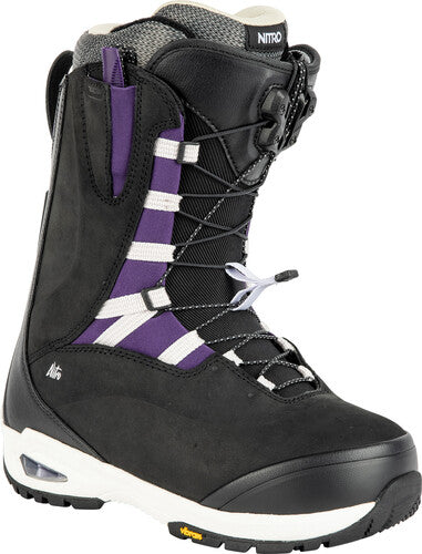 Nitro Bianca Tls Womens Snowboard Boot in Black and Purple 2023 - M I L O S P O R T
